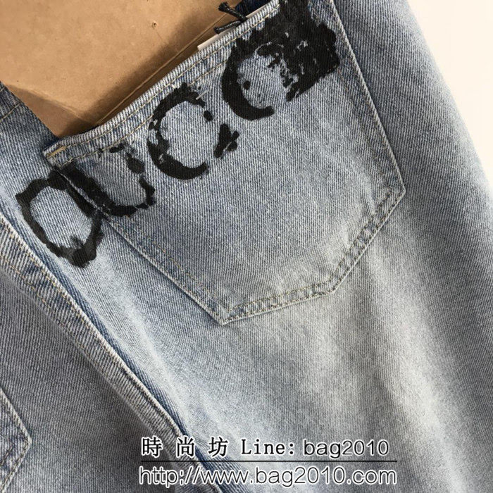 GUCCI古馳 2018ss 虎頭卡紙系列 做舊水洗 男款牛仔褲 四季款 ydi1293